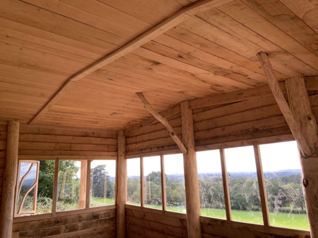 Interior of outdoor classroom Chestnut, Oak and Larch cladding were used to build this outdoor classroom in Monm