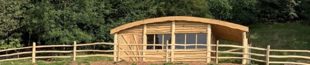 Sustainably sourced timber was used to build this Chestnut, Oak and Larch cladding were used to build this outdoor classroom in Monmouth