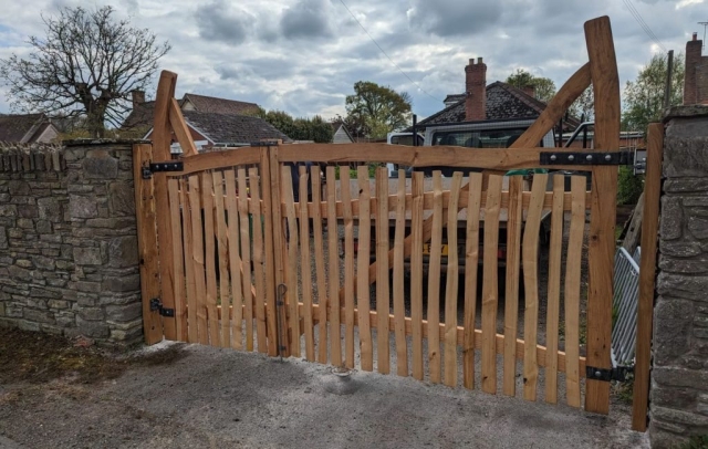 Eardisley gate Eardisley Gate - This unique gate was made as a wedding present, so we milled up a forked oak tree, each gate is made from a different half. A (tree) union for a (people) union.