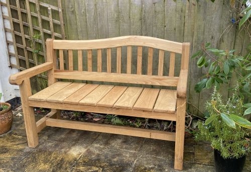 Chesterton bench - a classic pattern with crisp lines, carved detail and live edge curve Chesntut Chesterton bench a classic pattern with crisp lines, carved detail and live edge curve