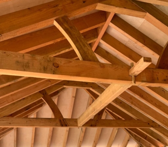 Interior beams of the Chestnut shelter built by Bryce and Justin Interior beams of the Chestnut shelter built by Bryce and Justin