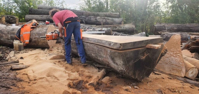 Sawmilling at the yard Sawmilling at the yard