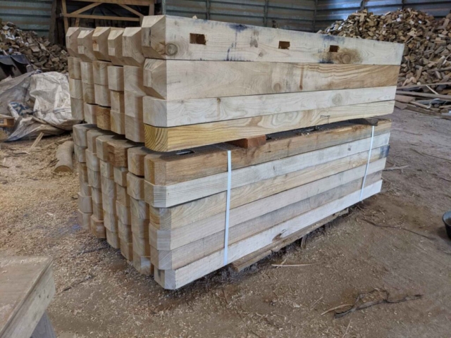 From the woods, milled at the yard and off to a customer From the woods, milled at the yard and off to a customer - Oak and Chestnut posts