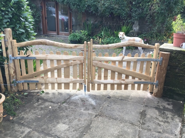 Pair of Harvest gates with a bespoke wooden latch Pair of Harvest gates with a bespoke wooden latch