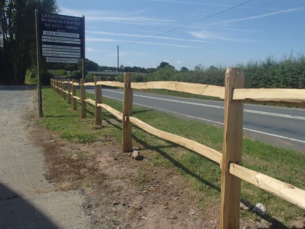 19 Mortised Estate grade cleft Chestnut post and rail at the entrance to Leighton Court Mortised Estate grade cleft Chestnut post and rail at the entrance to our old yard