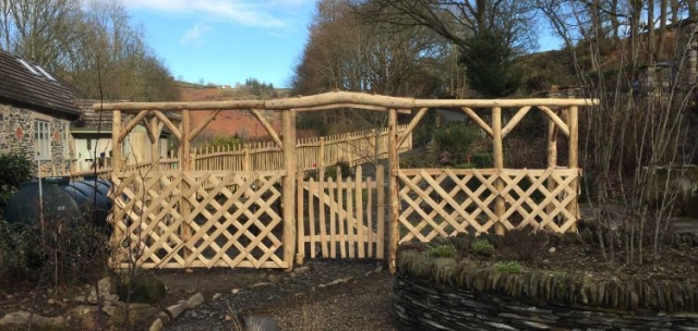 Fence, rosearch, gate and trellis supplied in kit form, installed by customer Fence, rosearch, gate and trellis supplied in kit form, installed by customer