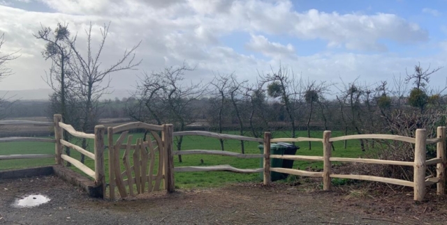 A pretty Harvest gates leads into an orchard A pretty Harvest gates leads into an orchard