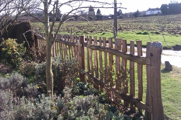 028 wide picket fencing on a mortised Chestnut frame wide picket fencing on a mortised Chestnut frame