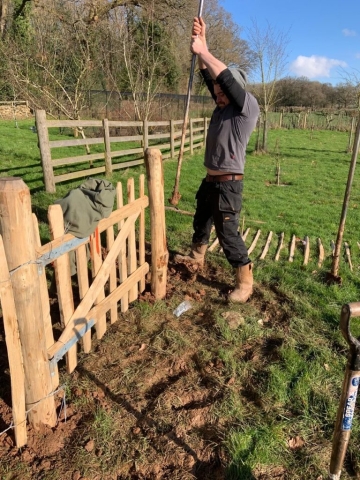 Joe installing a gate with some paling Joe installing a gate with some paling